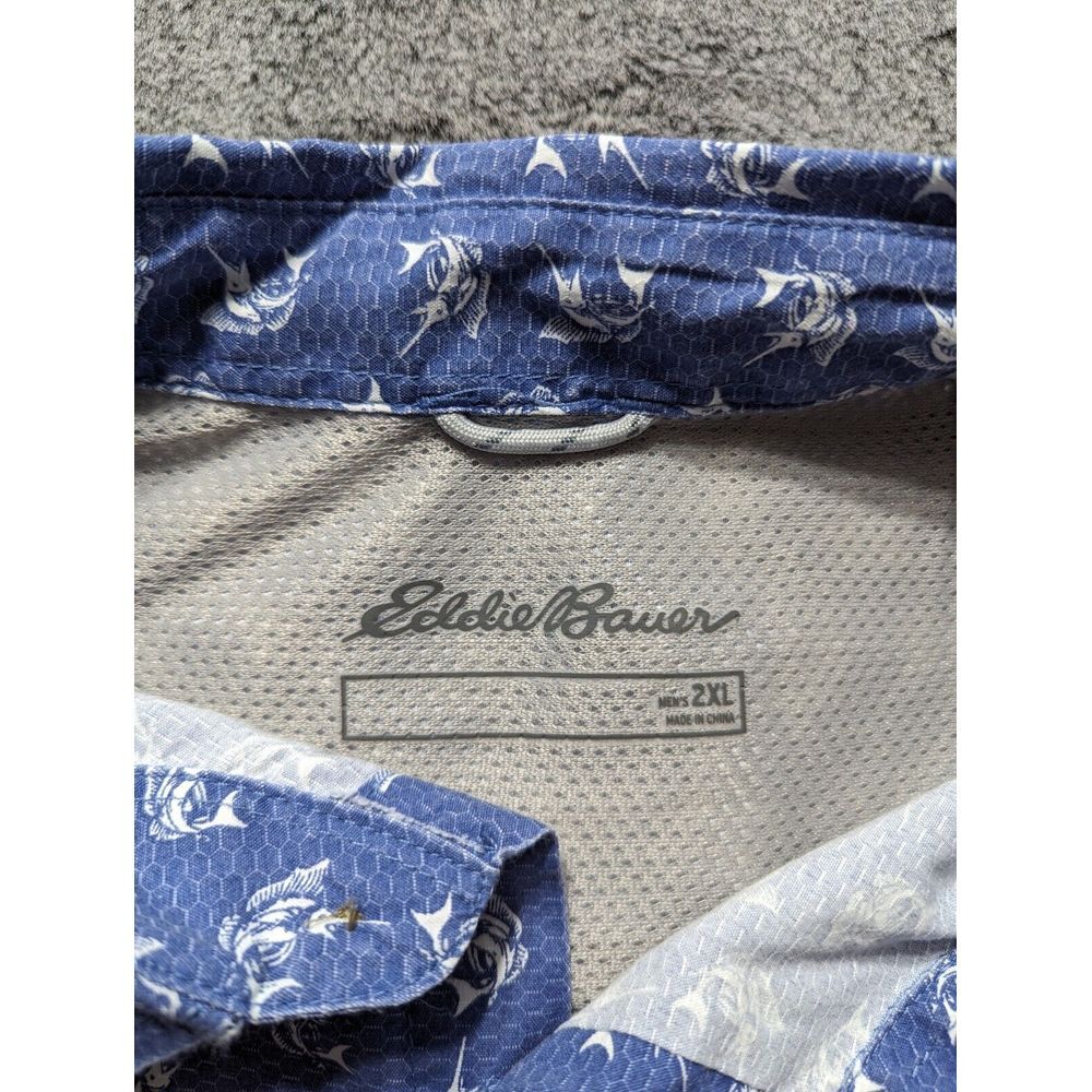 Eddie Bauer Short Sleeve Button Up Shirt Men's Size 2XL Blue - Picture 3 of 10